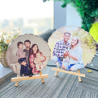 Tranche de bois naturel personnalisée avec tranche de bois naturel individuelle avec photo et texte gravé comme photo et texte gravé cadeaux de Saint-Valentin 