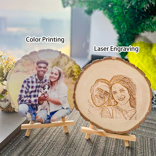 Custom Natural Wood Slice WithIndividuelle Naturholzscheibe mit Foto und eingraviertem Text als Photo And Engraved Text Valentine's Day Gifts