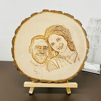 Tranche de bois naturel personnalisée avec tranche de bois naturel individuelle avec photo et texte gravé comme photo et texte gravé cadeaux de Saint-Valentin 