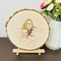 Tranche de bois naturel personnalisée avec tranche de bois naturel individuelle avec photo et texte gravé comme photo et texte gravé cadeaux de Saint-Valentin 