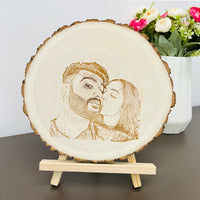 Tranche de bois naturel personnalisée avec tranche de bois naturel individuelle avec photo et texte gravé comme photo et texte gravé cadeaux de Saint-Valentin 