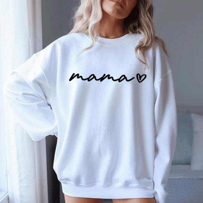 Personalisiertes Mama-Sweatshirt mit Namen des Kindes auf dem Ärmel, Muttertagsgeschenk, Geschenk für neue Mama