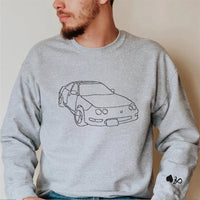 Individuelles Auto-Sweatshirt, individuelles Auto-Umriss-Sweatshirt, besticktes Auto-Sweatshirt