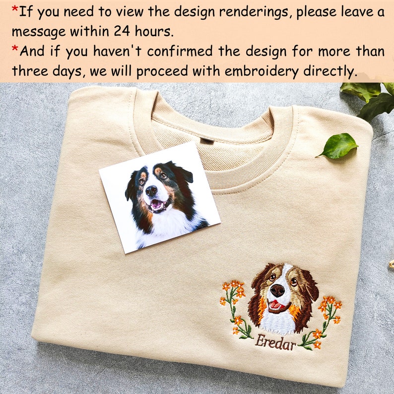 Personalisierte Pet Portrait Stickerei Sweatshirt Hoodie T-Shirt