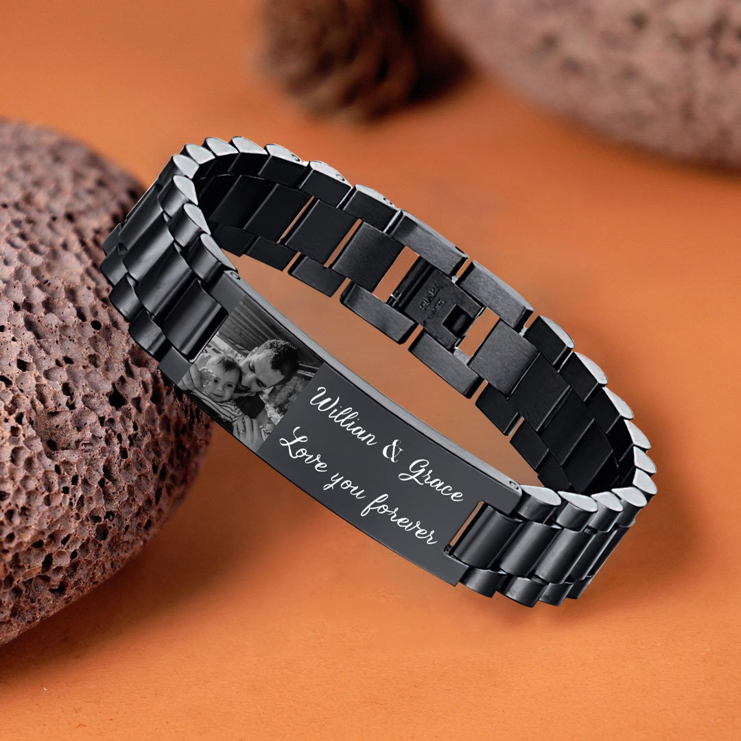 Vatertagsgeschenk, personalisiertes Herrenarmband, individuelles Foto ...