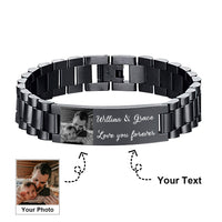 Vatertagsgeschenk, personalisiertes Herrenarmband, individuelles Foto-Armband, erste ID-Bar-Armreif, Geschenke für ihn