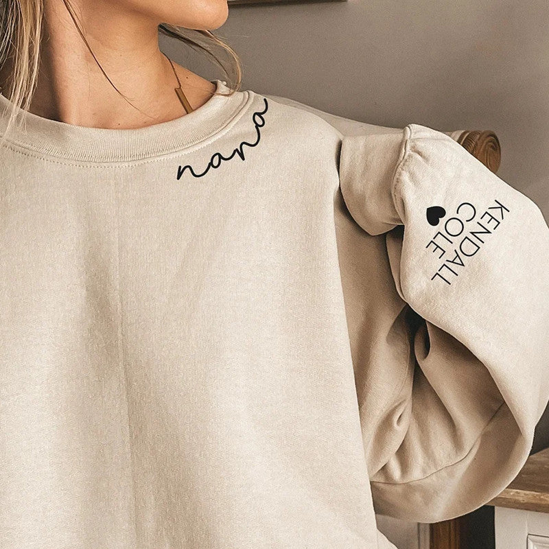 Sweatshirt mit individuellem Hals- und Ärmeldesign, Muttertag, Geschenk für Mama