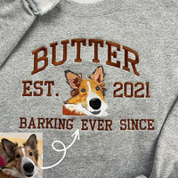 Personalisiertes besticktes Sweatshirt mit Haustiernamen, individueller Hundegesichts-Hoodie