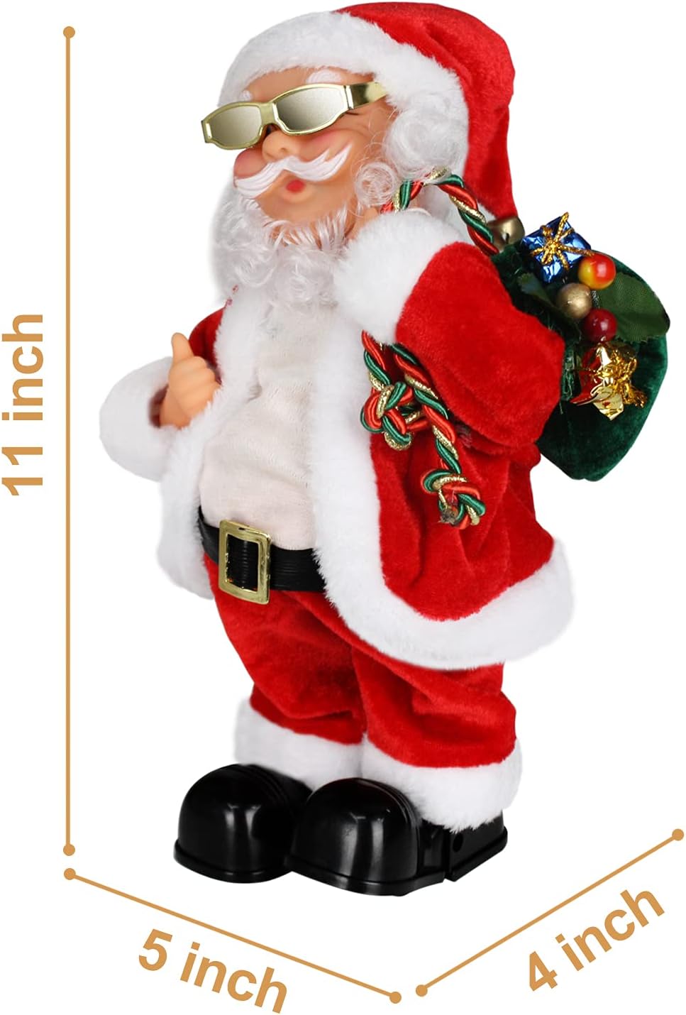 Père Noël électrique, lunettes en fil d'or, ventre qui tremble, Père Noël, chant, danse, Noël, Père Noël, jouet, Noël, poupées électriques pour enfants