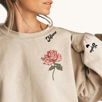 Mama Geburtsmonat Blume Sweatshirt mit individuellem Hals- und Ärmeldesign, Muttertag, Geschenk für Mama