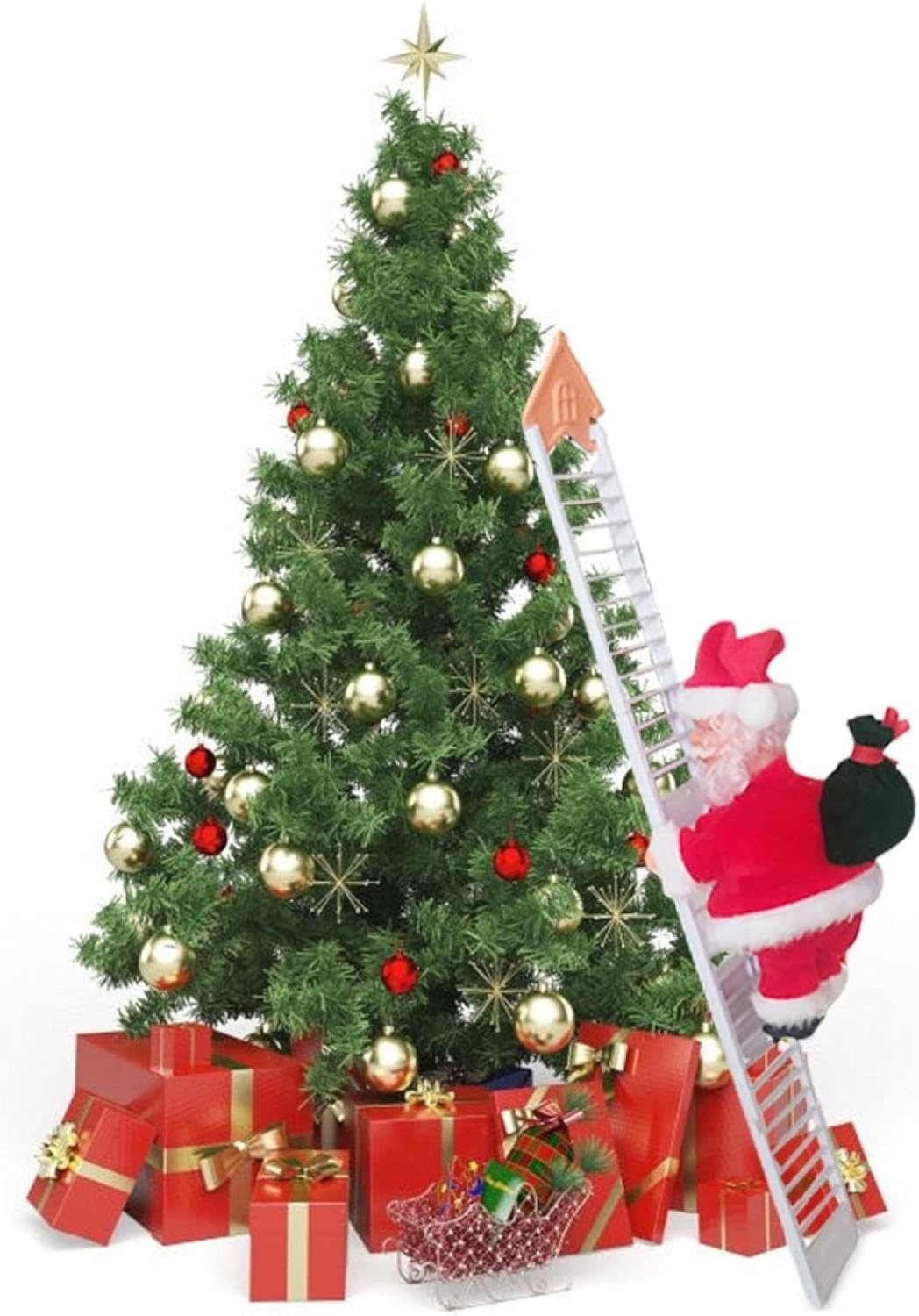Échelle d'escalade du Père Noël, décoration amusante en corde électrique du Père Noël, sur une poupée, décoration d'arbre de Noël, ornements à suspendre pour fête, porte d'entrée