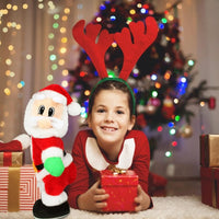 Père Noël électrique, lunettes en fil d'or, ventre qui tremble, Père Noël, chant, danse, Noël, Père Noël, jouet, Noël, poupées électriques pour enfants
