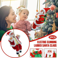 Échelle d'escalade du Père Noël, décoration amusante en corde électrique du Père Noël, sur une poupée, décoration d'arbre de Noël, ornements à suspendre pour fête, porte d'entrée