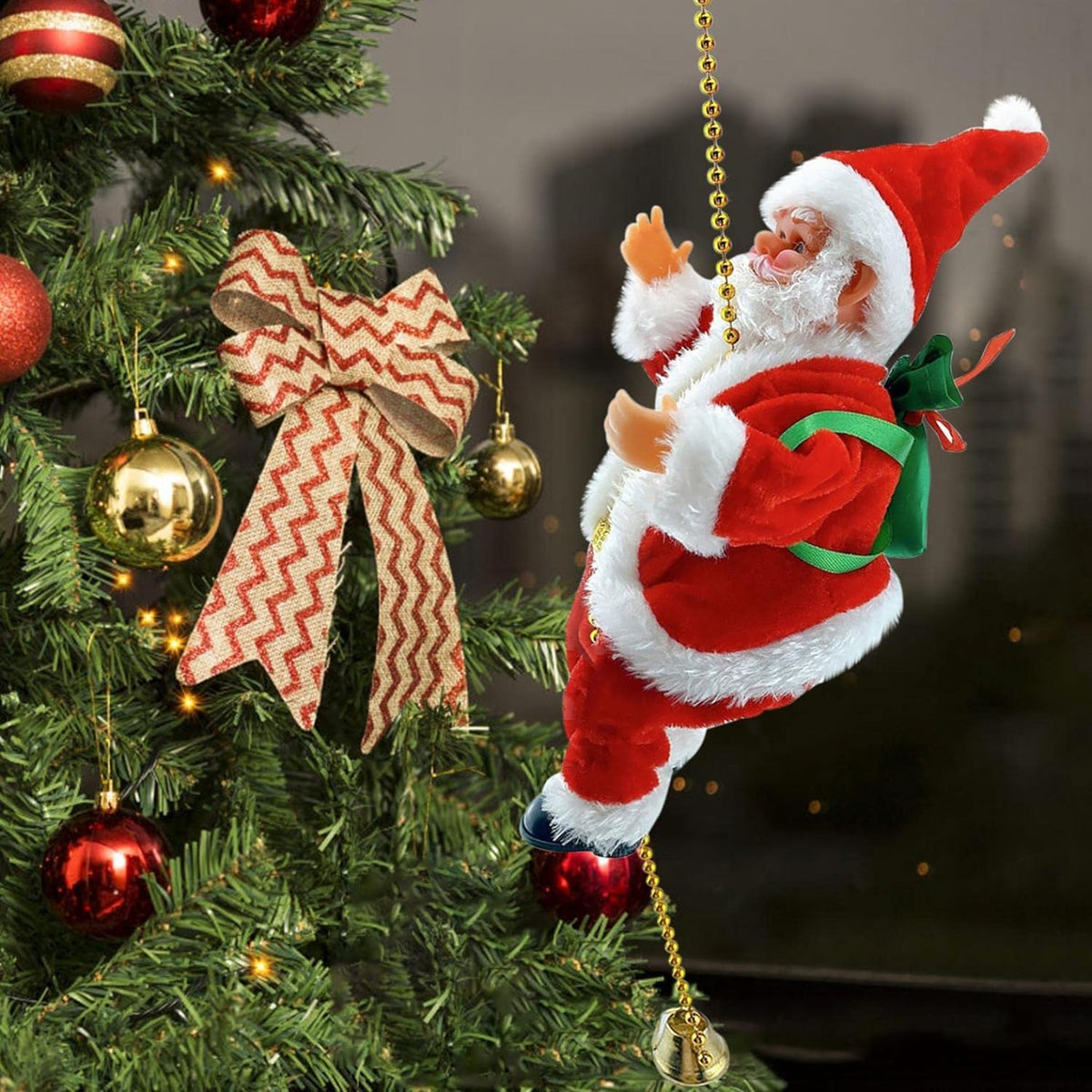 Échelle d'escalade du Père Noël, décoration amusante en corde électrique du Père Noël, sur une poupée, décoration d'arbre de Noël, ornements à suspendre pour fête, porte d'entrée