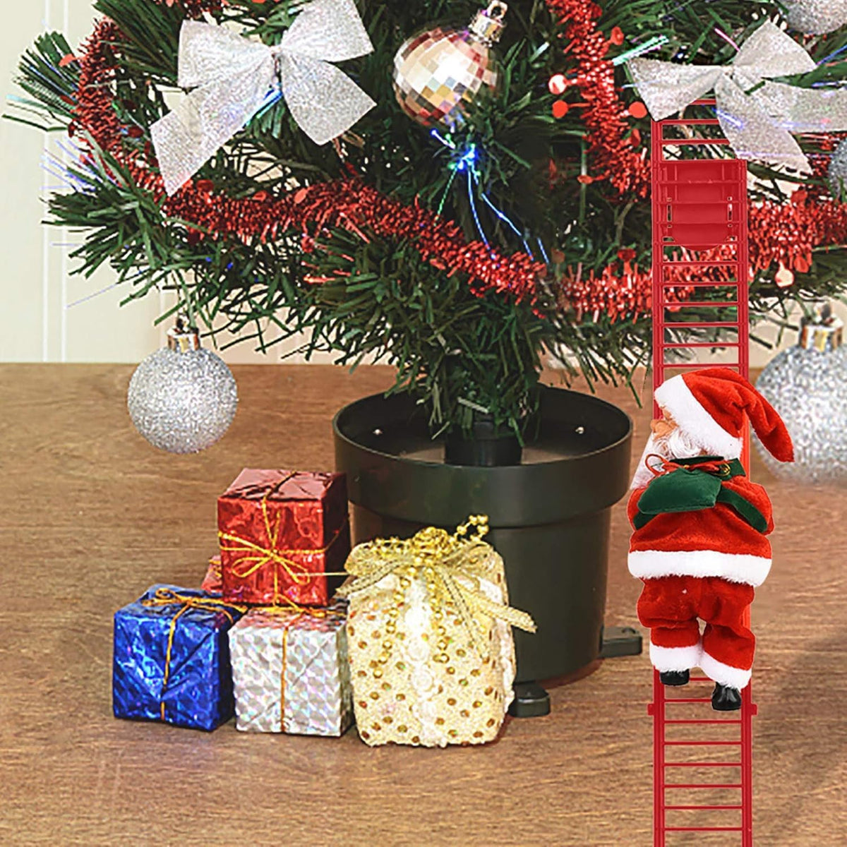 Échelle d'escalade du Père Noël, décoration amusante en corde électrique du Père Noël, sur une poupée, décoration d'arbre de Noël, ornements à suspendre pour fête, porte d'entrée