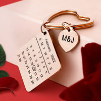 Cadeaux d'anniversaire, porte-clés calendrier personnalisé, porte-clés en forme de cœur