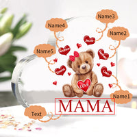 Personalisierte 1-5 Namen & Text Teddybär Herz Familie Acryl-Deko Schreibtischdekoration für Mutter