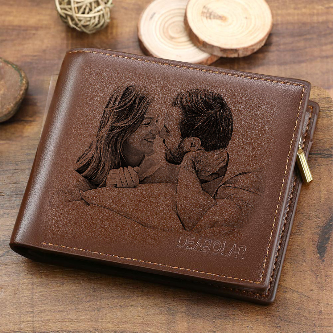 Geschenke für Männer, personalisierte Foto-Geldbörse für Männer, individuelle Foto-Gravur-Geldbörse für Papa