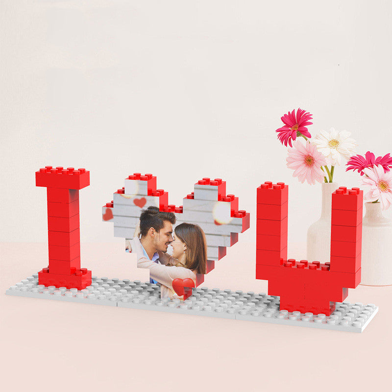 Personalisierte I Love You Brick Puzzles Geschenke Fotoblock für Verliebte