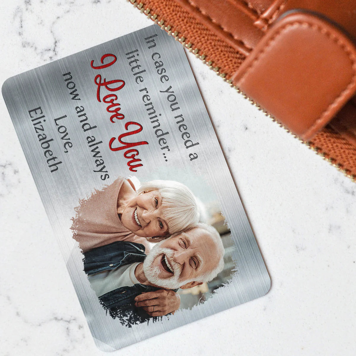 Photo personnalisée au cas où vous auriez besoin d'un petit rappel - Cadeau pour mari - carte portefeuille en aluminium personnalisée