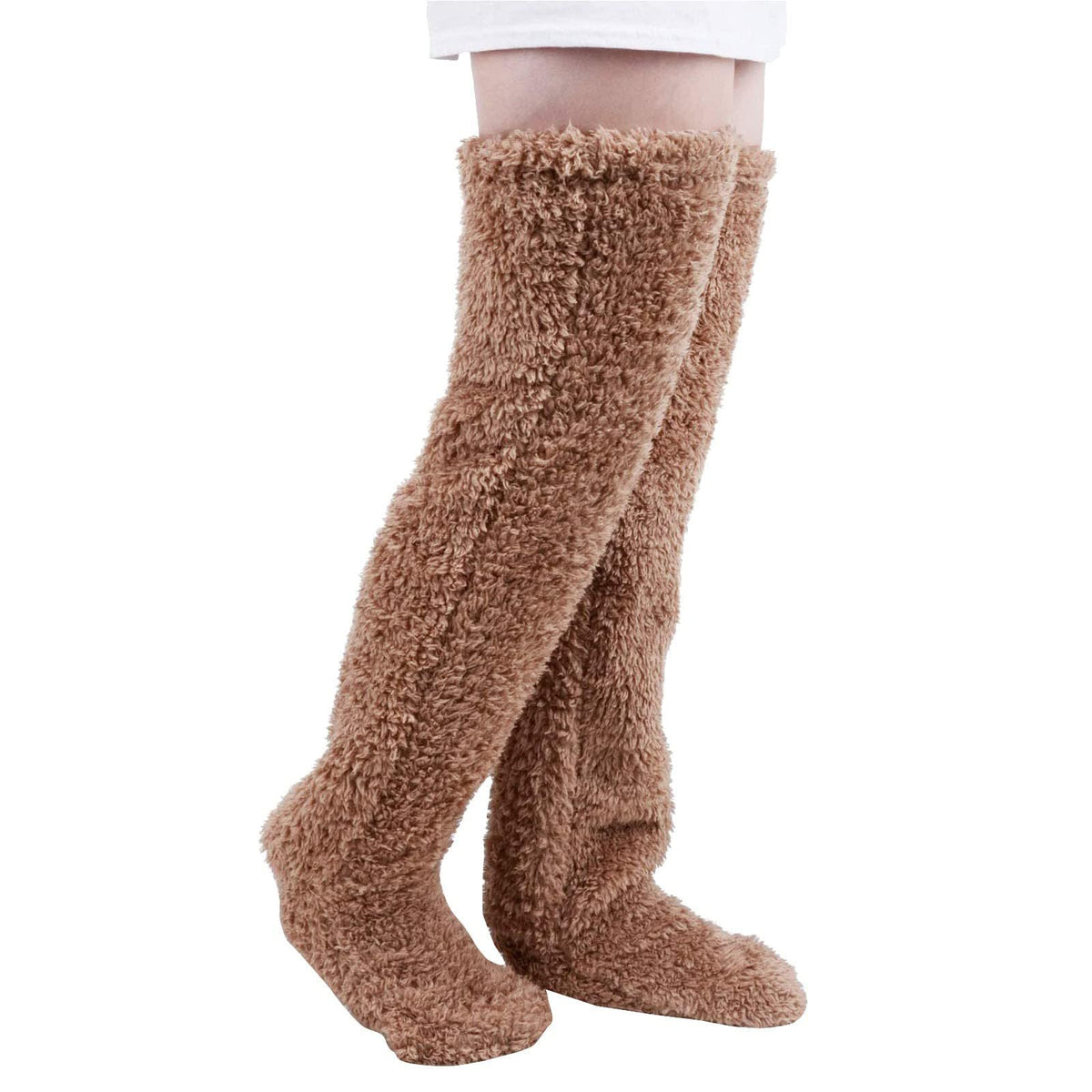 Sockenpantoffeln, Teddybeine, Socken über dem Knie