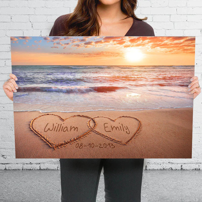 Toile horizontale personnalisée pour couple – Cadeau pour mari, femme, anniversaire