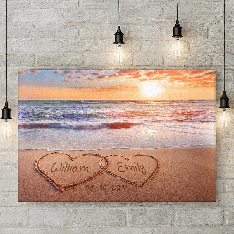 Toile horizontale personnalisée pour couple – Cadeau pour mari, femme, anniversaire