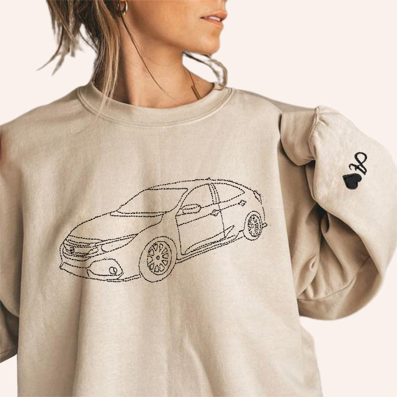 Individuelles Auto-Sweatshirt, individuelles Auto-Umriss-Sweatshirt, besticktes Auto-Sweatshirt