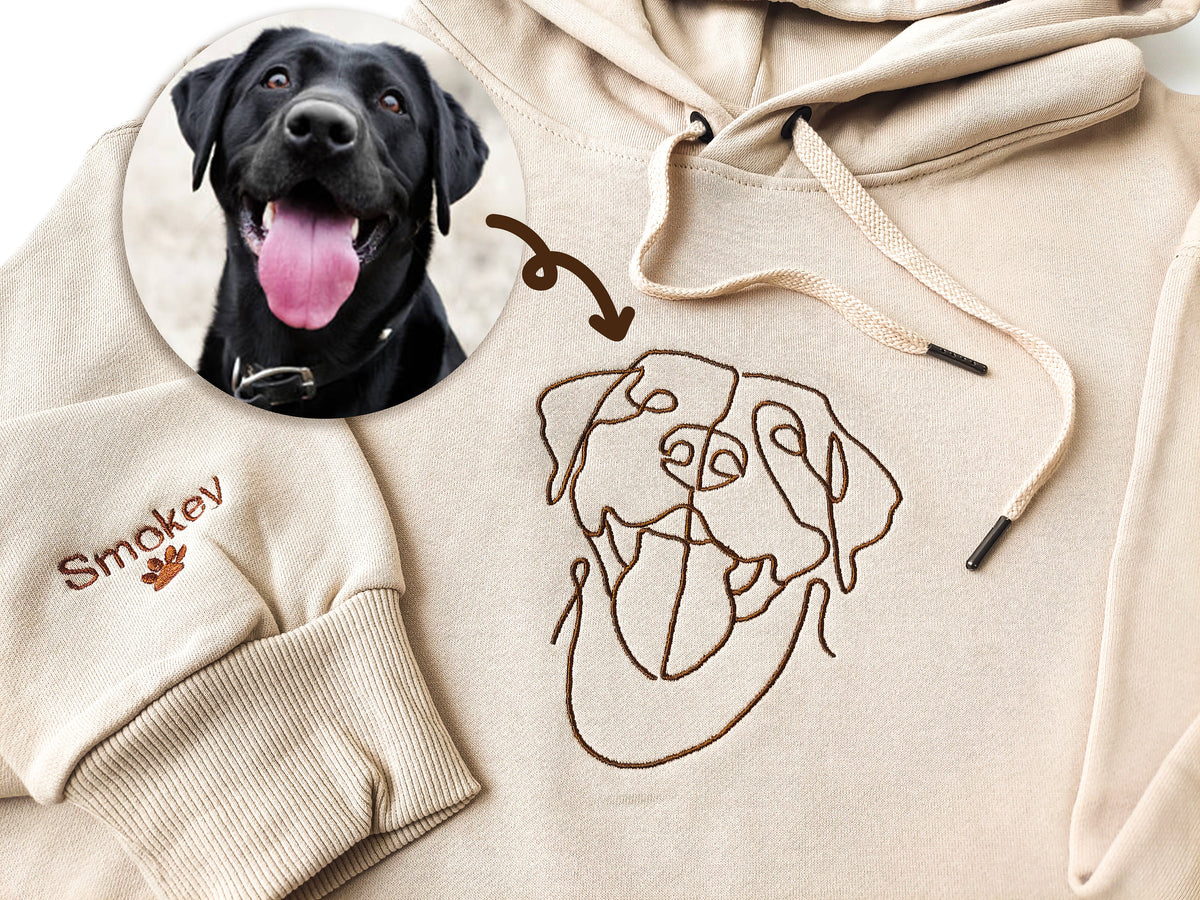 Benutzerdefinierte gestickte Haustiere Hoodie, Personalisierte one-line Pet Sweatshirt