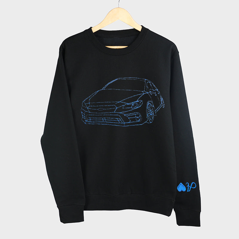 Individuelles Auto-Sweatshirt, individuelles Auto-Umriss-Sweatshirt, besticktes Auto-Sweatshirt