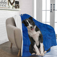 Couverture personnalisée avec portrait de chien, couverture photo bleue personnalisée