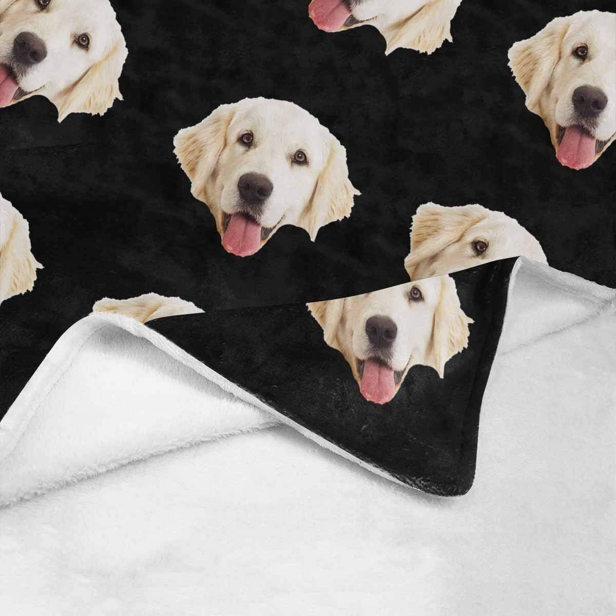 Couverture photo personnalisée avec portrait de chien, visage d'animal personnalisé, couverture en micropolaire ultra douce noire