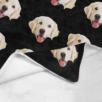 Couverture photo personnalisée avec portrait de chien, visage d'animal personnalisé, couverture en micropolaire ultra douce noire