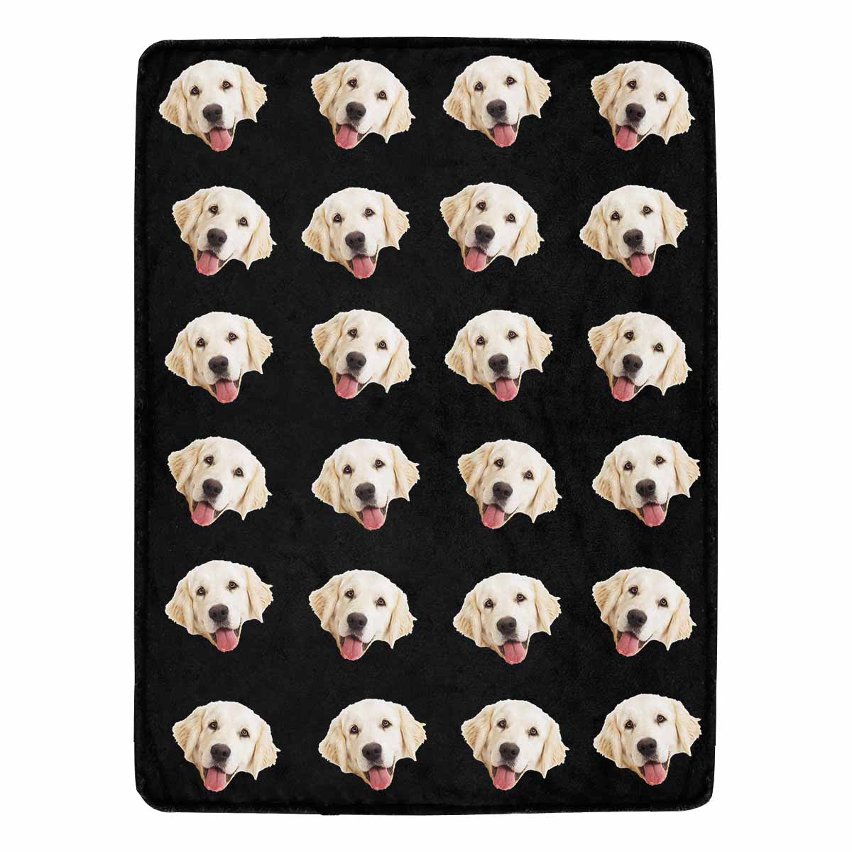 Couverture photo personnalisée avec portrait de chien, visage d'animal personnalisé, couverture en micropolaire ultra douce noire