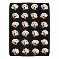 Couverture photo personnalisée avec portrait de chien, visage d'animal personnalisé, couverture en micropolaire ultra douce noire