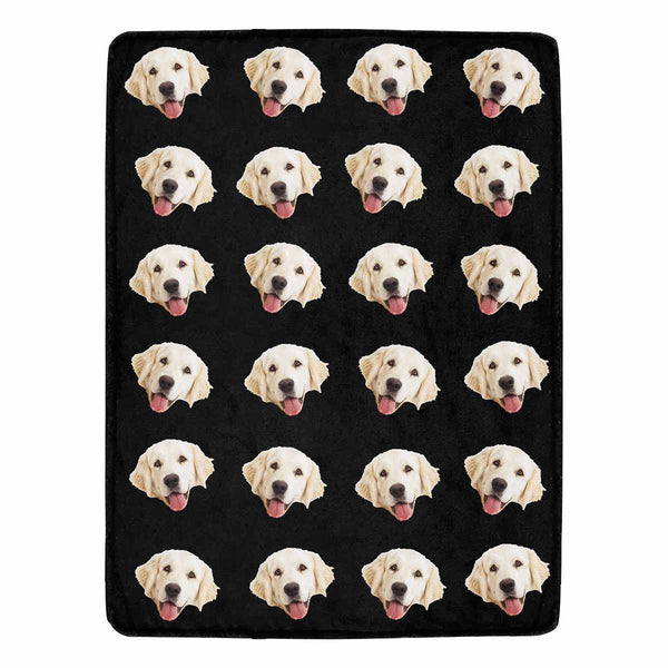 Couverture photo personnalisée avec portrait de chien, visage d'animal personnalisé, couverture en micropolaire ultra douce noire