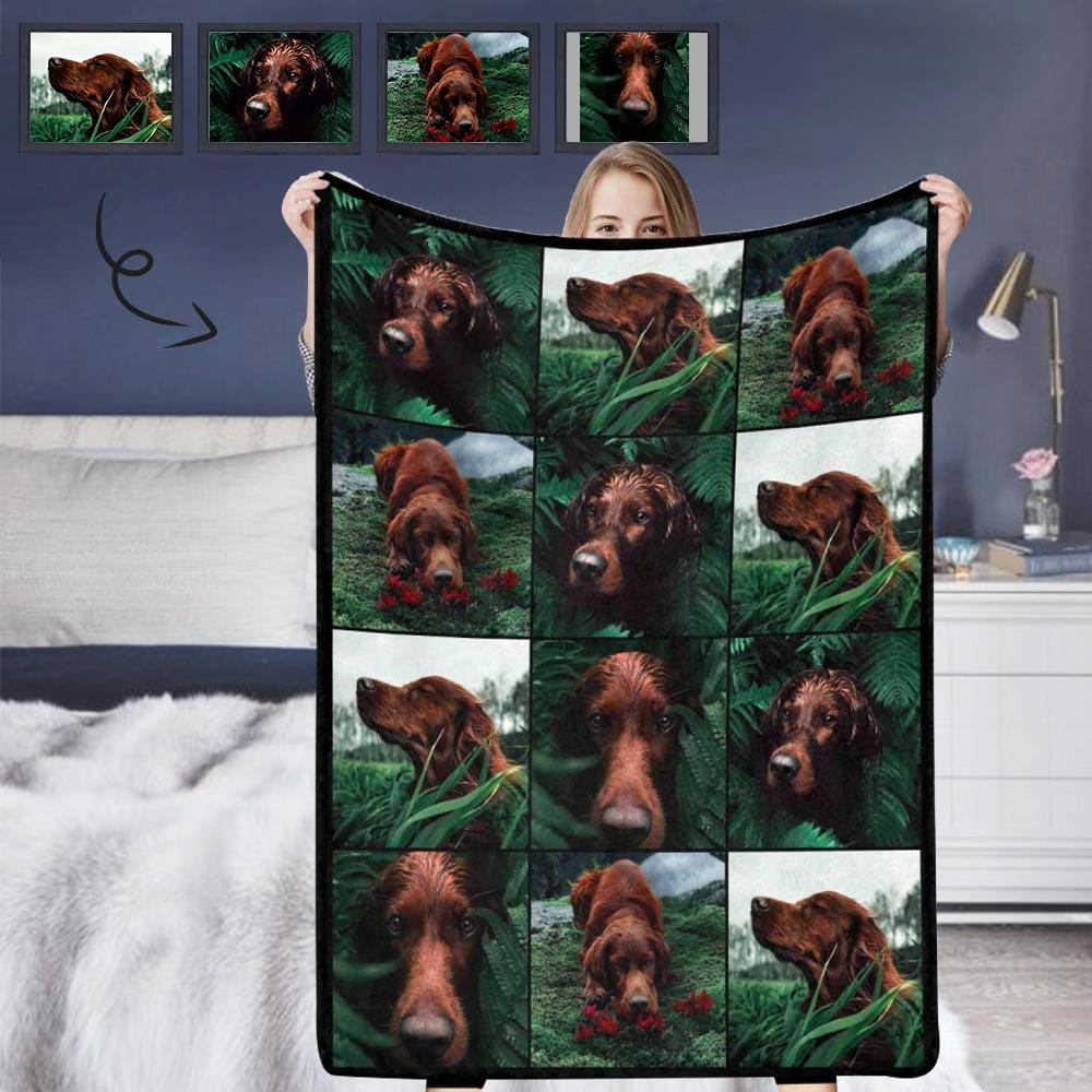 Couverture personnalisée avec portrait de chien, couverture photo personnalisée, puzzle photo personnalisé, couverture micro polaire ultra douce