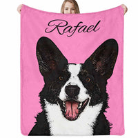 Couverture photo personnalisée avec portrait de chien, couverture individuelle avec photo et nom