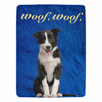 Couverture personnalisée avec portrait de chien, couverture photo bleue personnalisée