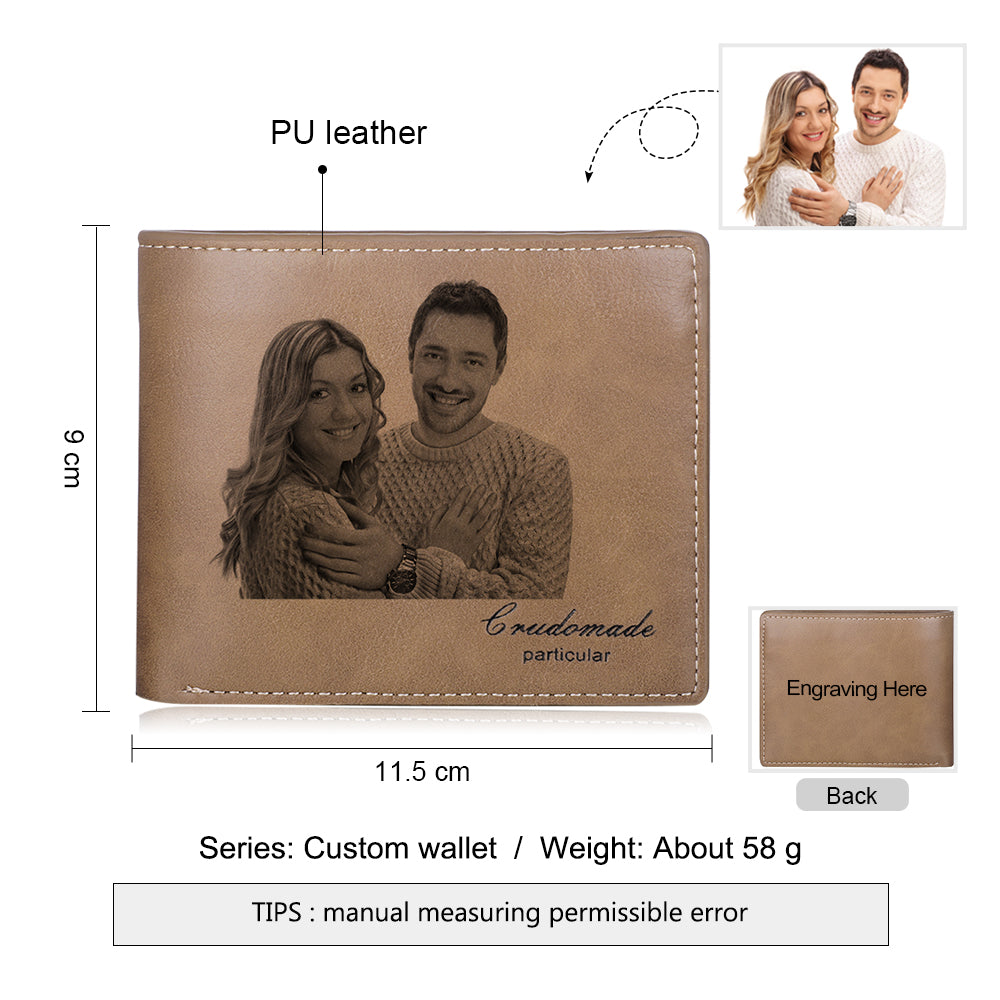 Vatertagsgeschenk, personalisierte Leder-Geldbörse, graviertes Foto, kurze Geldbörse, Geschenke für Männer