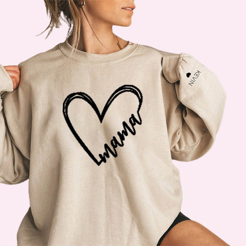 Herzdruck Mama Sweatshirt, Mutter und Kind Namensshirt, personalisiertes Geschenk für Mama, Mama Geschenk, Mama Geburtstag