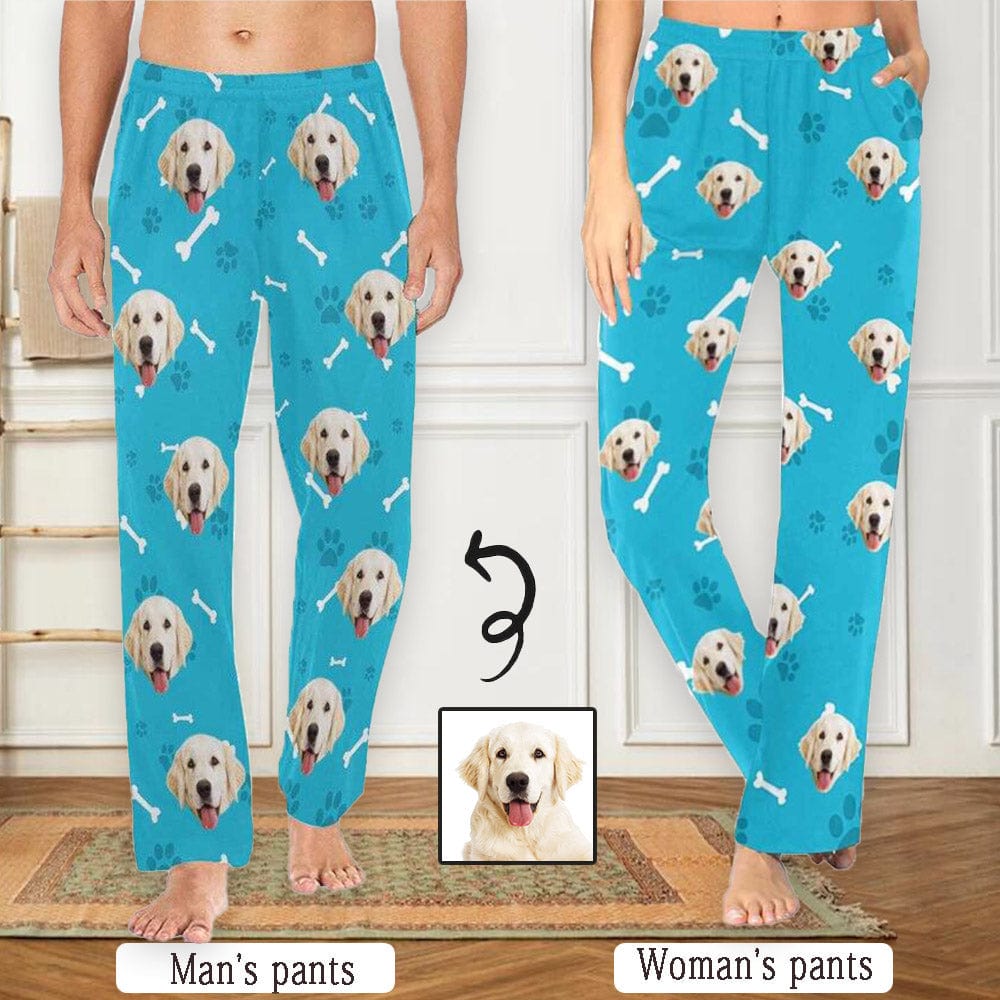 Benutzerdefinierte Gesichts-Pyjama-Hose, Hunde-Smiley-Gesichts-Nachtwäsche für Männer und Frauen