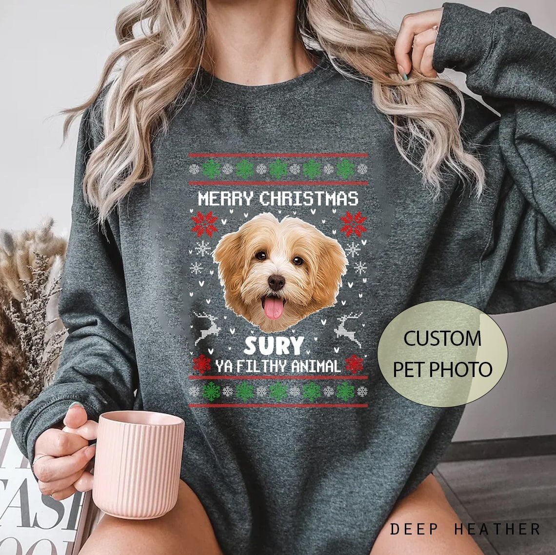 Benutzerdefiniertes Hundehaustier-Weihnachts-Benutzerdefiniertes Haustier-Foto-Weihnachts-Sweatshirt