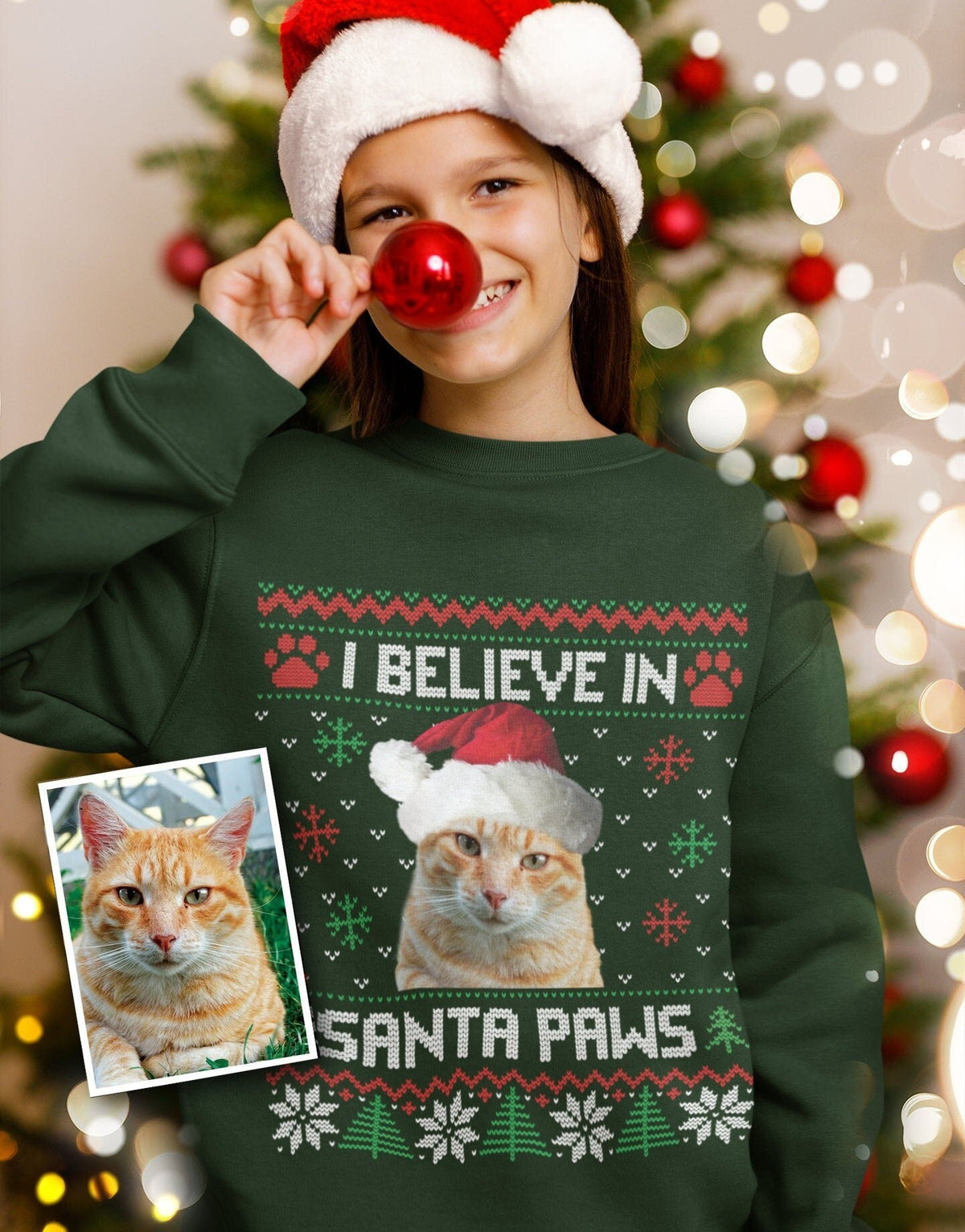 Ich glaube an Santa Paws Niedliches, lustiges, personalisiertes, hässliches Weihnachtspullover-Sweatshirt