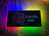 Personalisierter Namensspiegel, personalisierter Fotospiegel Neonschild, personalisierter leuchtender Fotospiegel für Paare