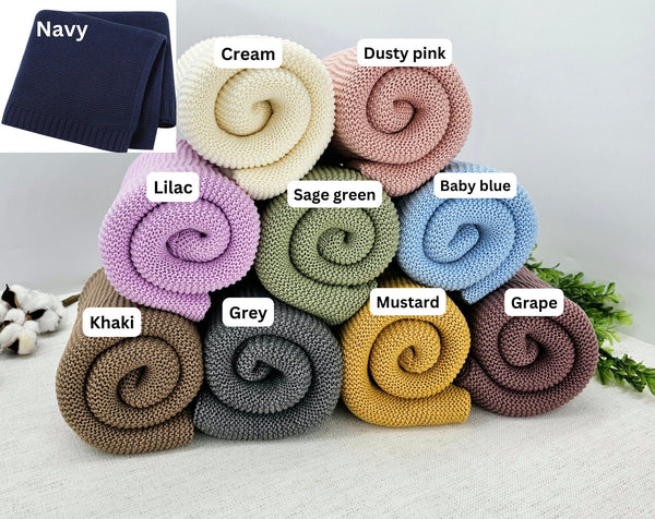 Couverture bébé brodée personnalisée, nom brodé, couverture poussette, cadeau nouveau-né, tricot coton doux et respirant, cadeau nouveau-né, couverture bébé personnalisée