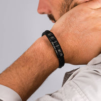 Bracelet en cuir avec perles gravées – cadeau pour homme