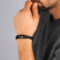 Bracelet en cuir avec perles gravées – cadeau pour homme