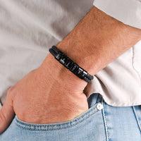 Bracelet en cuir avec perles gravées – cadeau pour homme