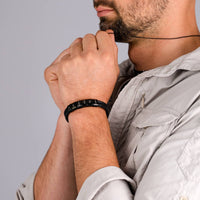 Bracelet en cuir avec perles gravées – cadeau pour homme